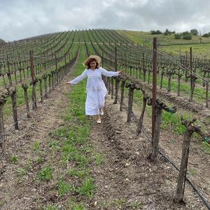 White long flowy dress, great for photo shoots.